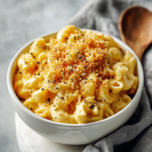 Paula Deen's crockpot mac and cheese in a slow cooker with ultra creamy cheese sauce coating tender elbow macaroni, golden and bubbly creating a rich comfort food presentation