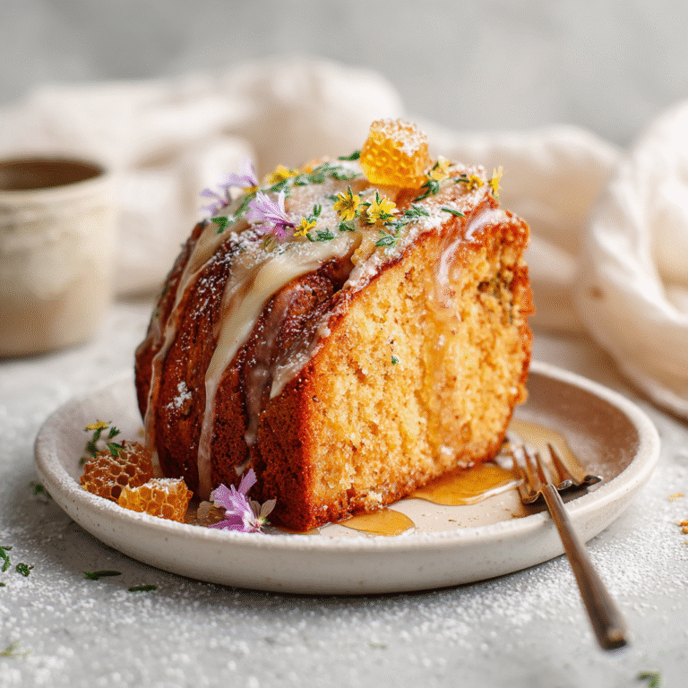Honey babka with cream cheese sliced on a board showing twisted swirls of honey and cream cheese filling, golden brown exterior with glossy finish creating an impressive bakery-style presentation