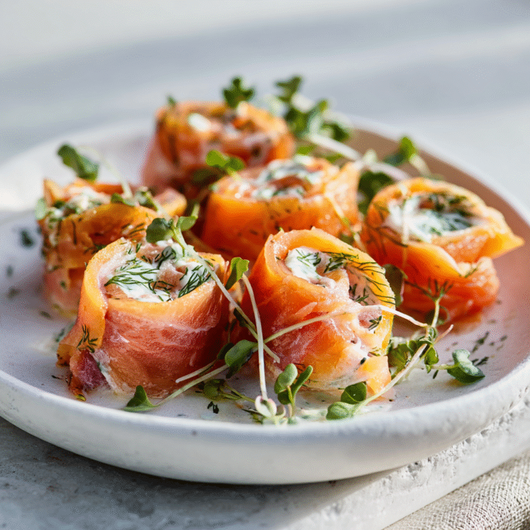 Elegant smoked salmon roll-ups filled with creamy mixture arranged on a platter creating a sophisticated bite-sized appetizer presentation perfect for parties and special occasions