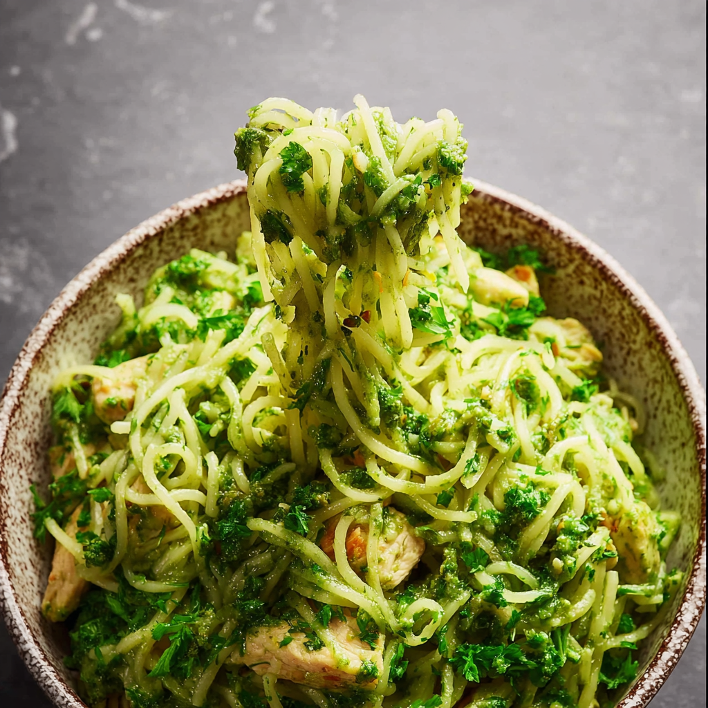 Nouilles de riz vert au gingembre