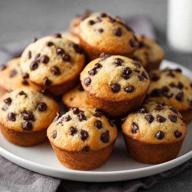Chocolate chip muffins on a wire rack with tall domed golden tops, chocolate chips peeking through cracks, paper liners, soft tender crumb visible at edge